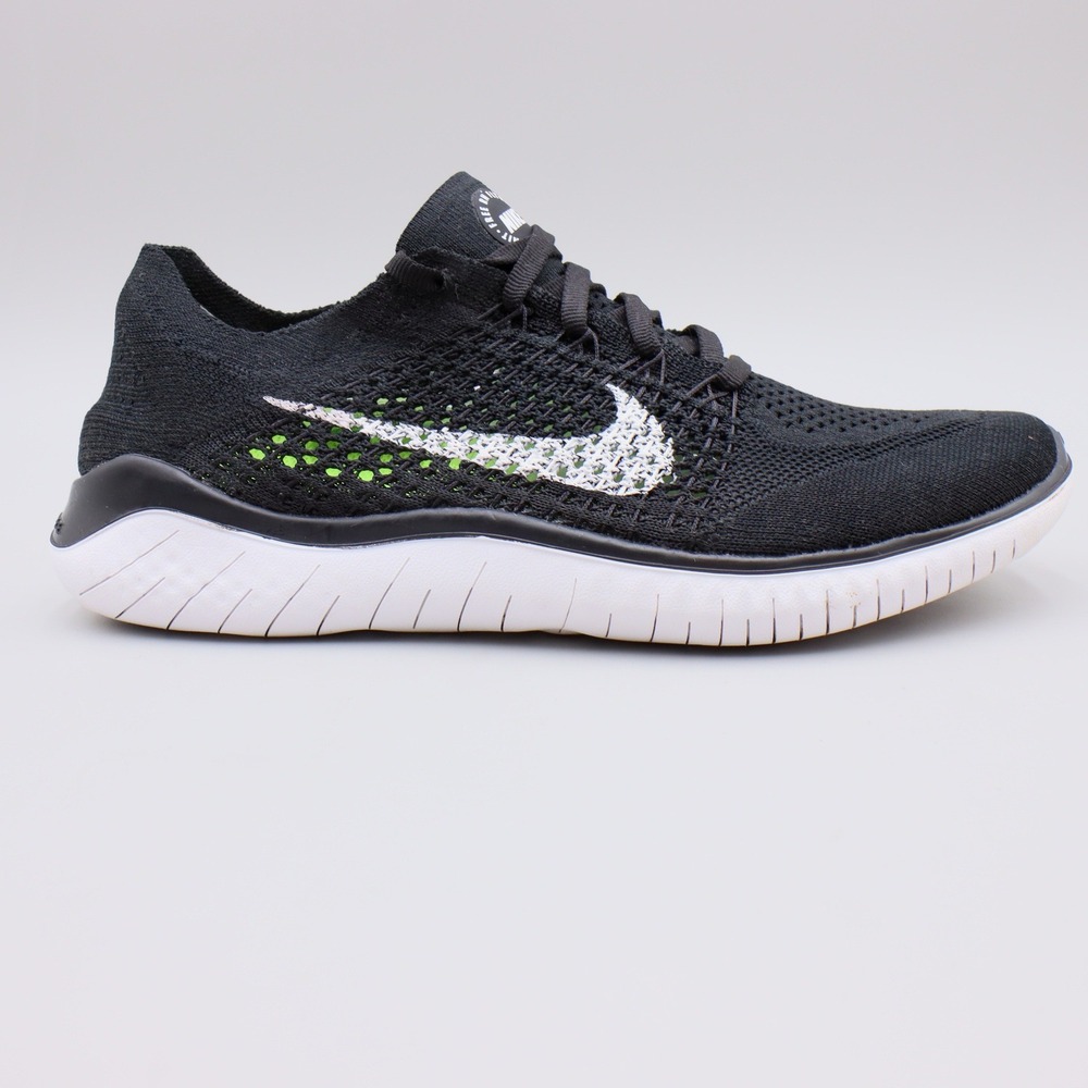 Nike Free RN Flyknit 2018 Womens Size 7 US Running Shoes Black White 942839-001